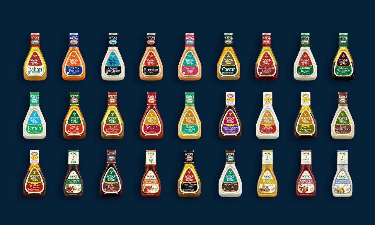 Ken's Foods retail website — salad dressing product grid on kensfoods.com